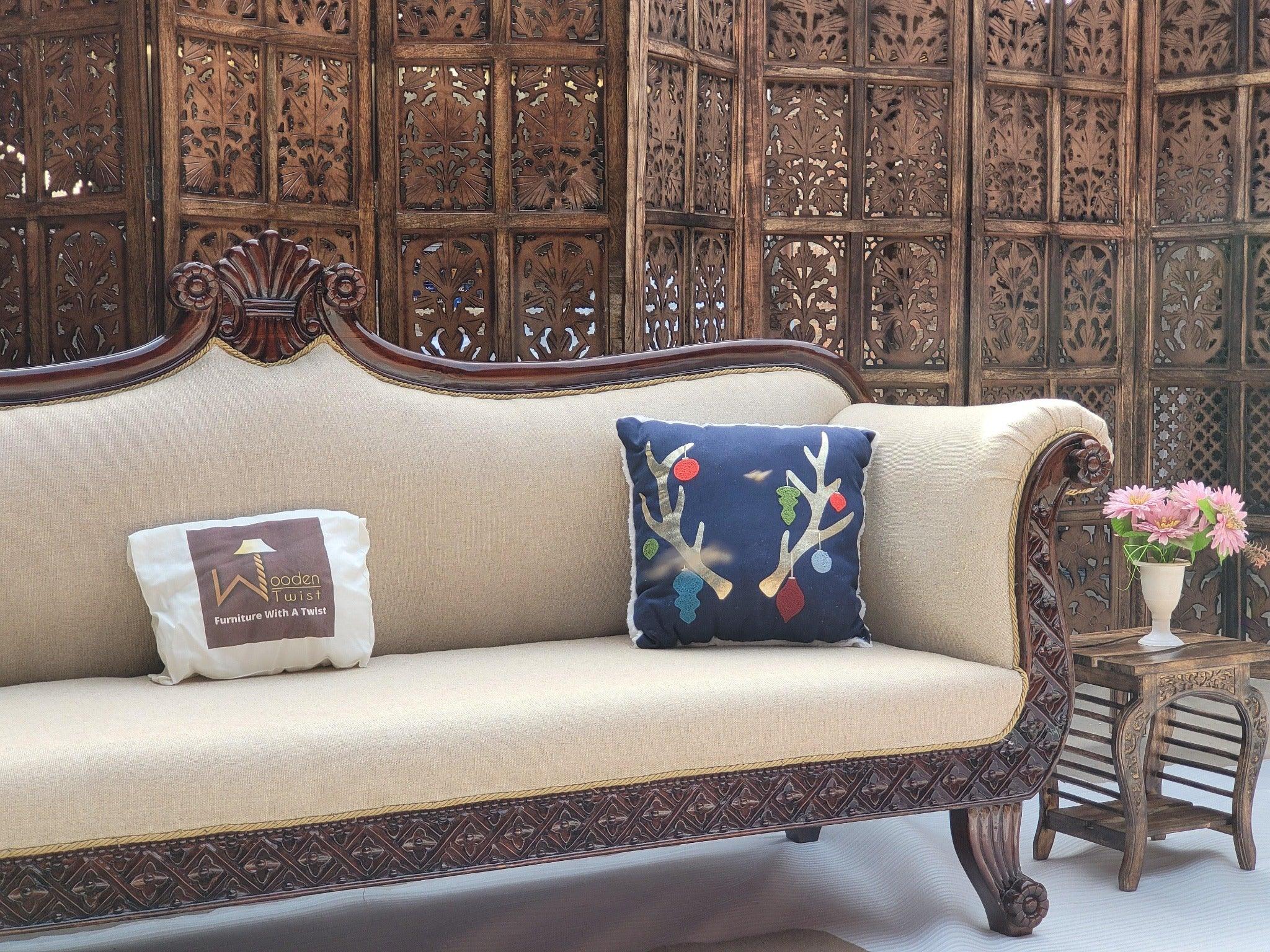 Teak Wood 3 Seater Chaise Lounge Settee - view 14