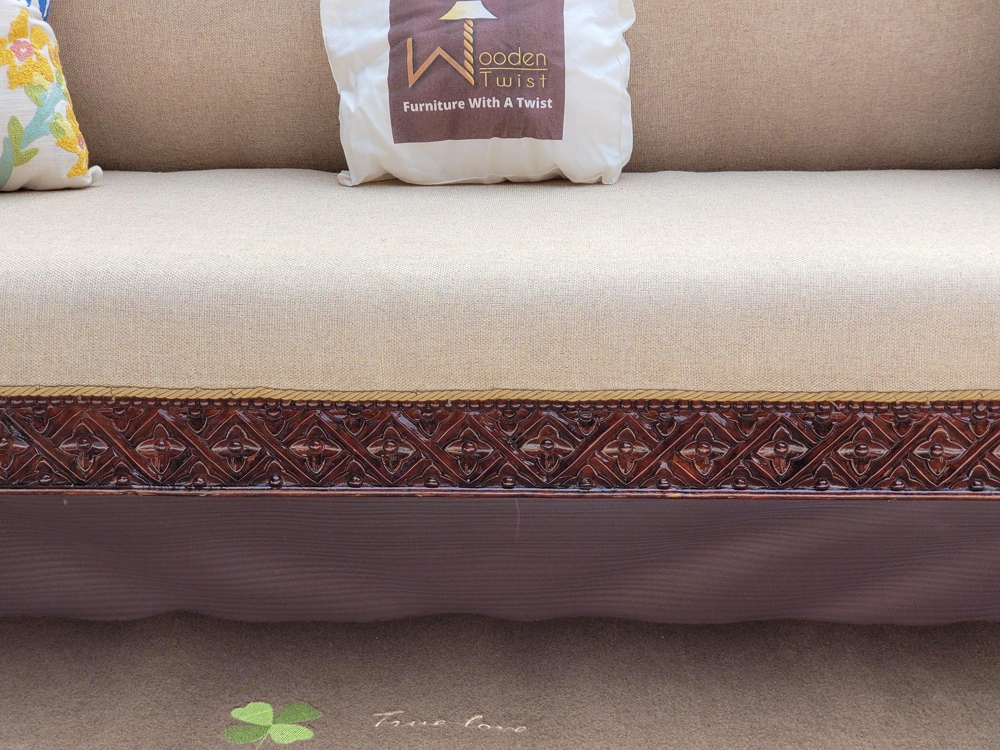 Teak Wood 3 Seater Chaise Lounge Settee - view 15