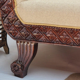 Teak Wood 3 Seater Chaise Lounge Settee - view 11