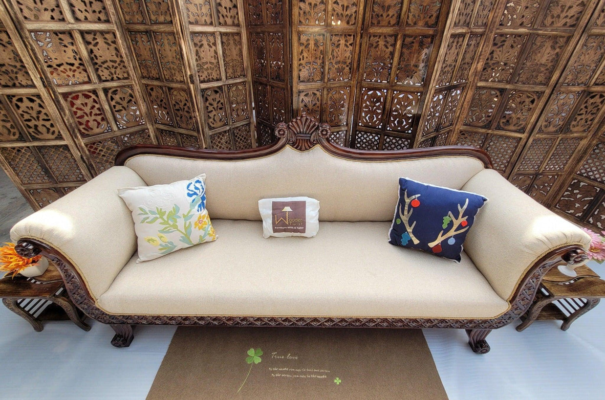 Teak Wood 3 Seater Chaise Lounge Settee - view 16