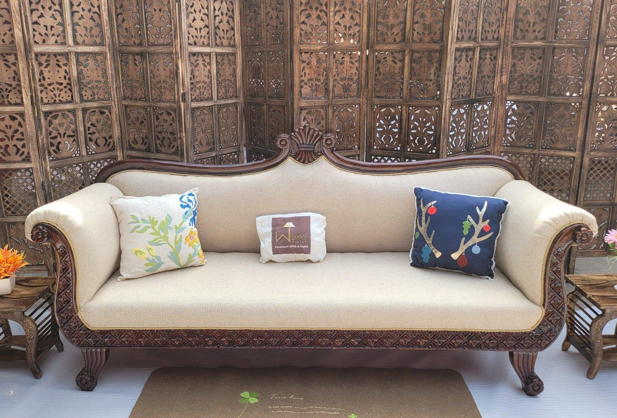 Teak Wood 3 Seater Chaise Lounge Settee - view 17