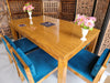 Royal Teak Wood 6 Seater Dining Set In Teal Blue - WoodenTwist