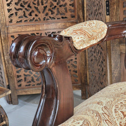 Prime Teak Wood Carved Victorian Armchair