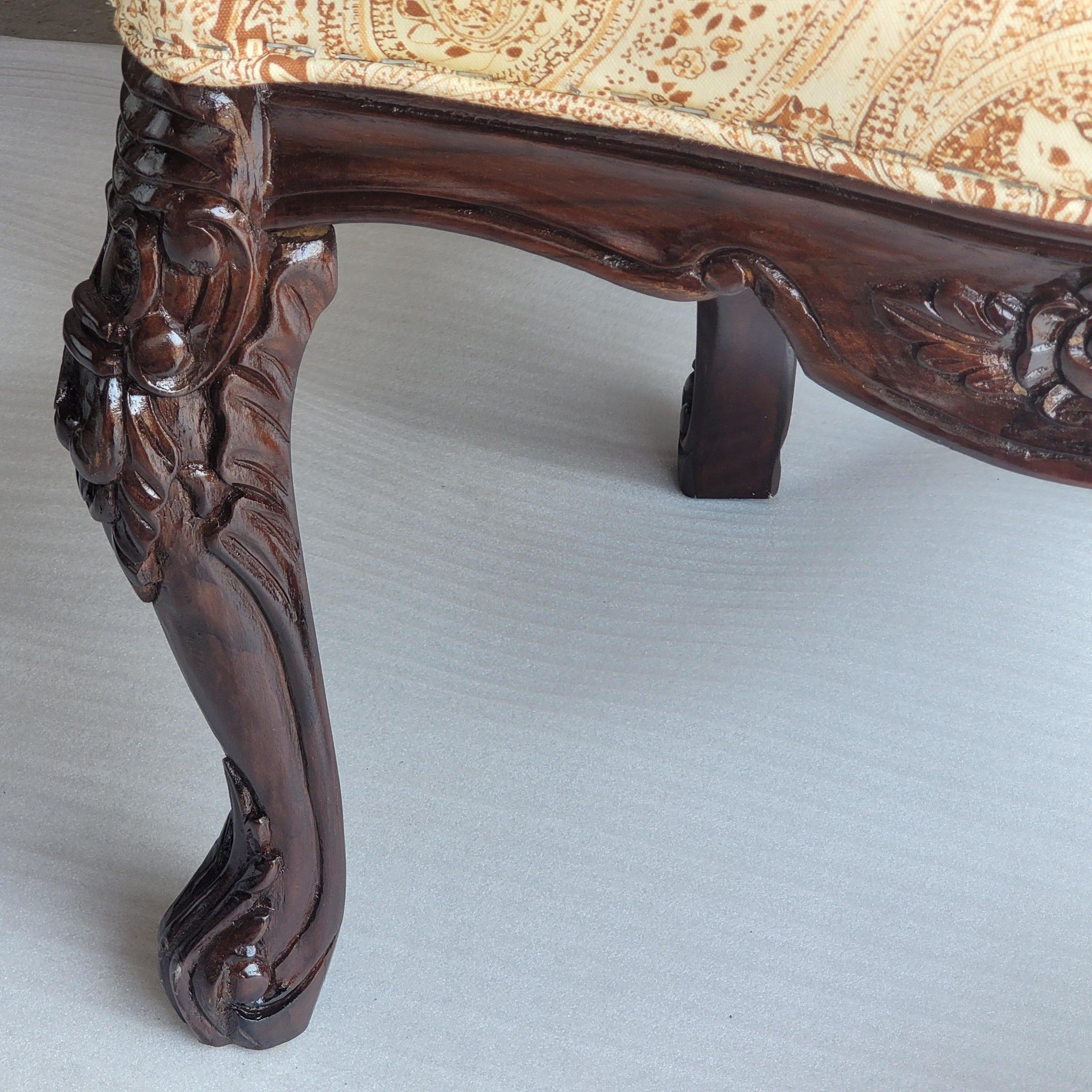 Prime Teak Wood Carved Victorian Armchair