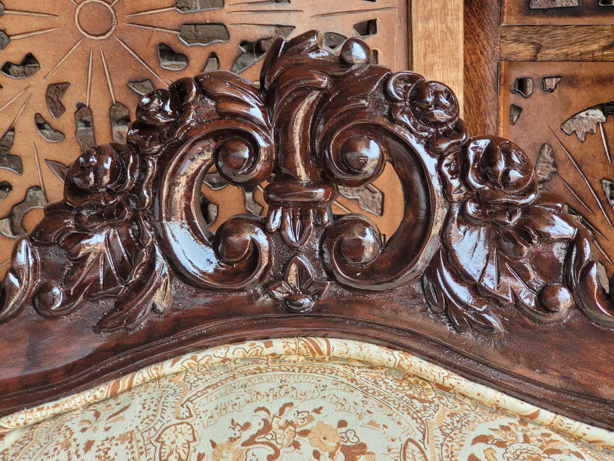 Prime Teak Wood Carved Victorian Armchair