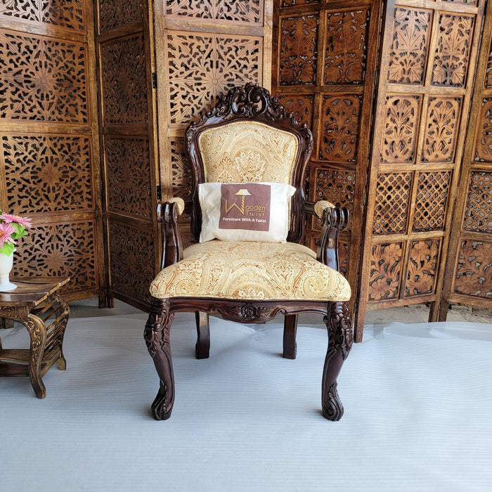 Prime Teak Wood Carved Victorian Armchair