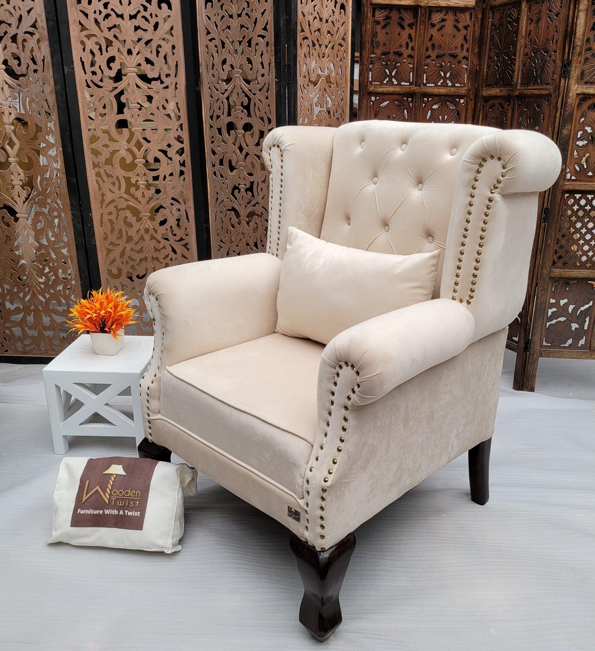 Majestic Wing Chair for Living Room/Home/Offices - WoodenTwist