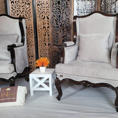 Sheesham Wood Grandpa Armrest Chair - hand carved detail