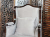 Exquisite Matt Gray Arm Rest Wing Chair (Teak Wood) - WoodenTwist