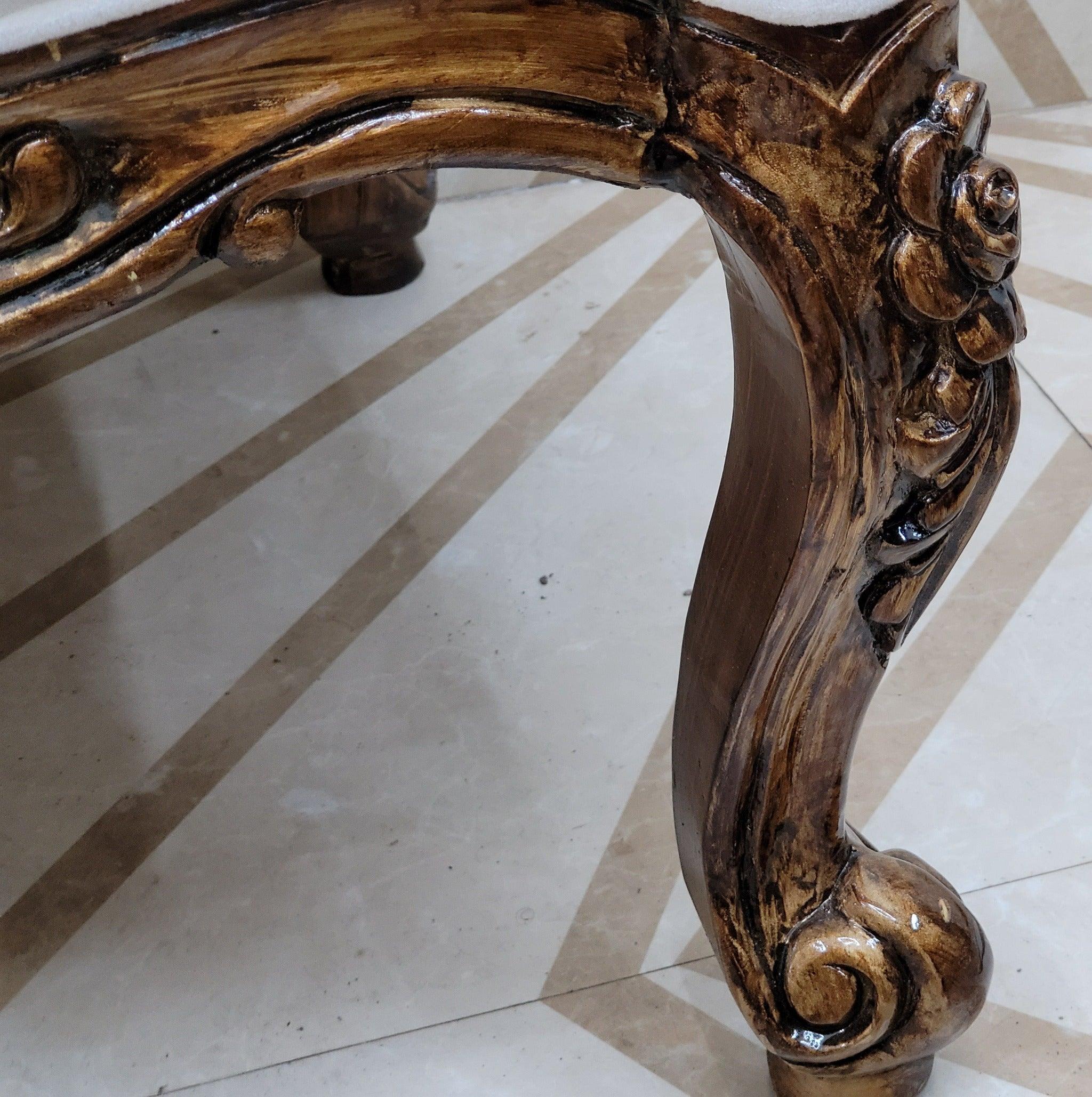 Wooden Twist Handmade Pure Teak Wood Hand Carved Armrest Sitting Chair - WoodenTwist