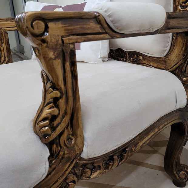 Wooden Twist Handmade Pure Teak Wood Hand Carved Armrest Sitting Chair - WoodenTwist