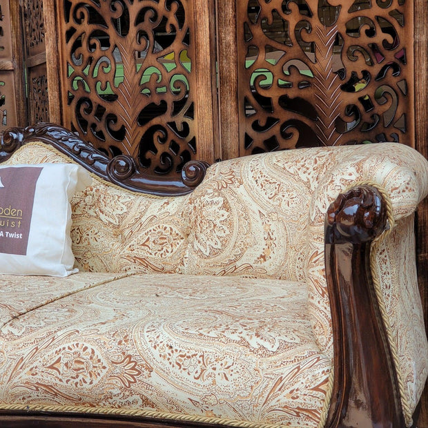 Céleste Wooden Couch for Home & Office Chaise Lounge Settee - WoodenTwist