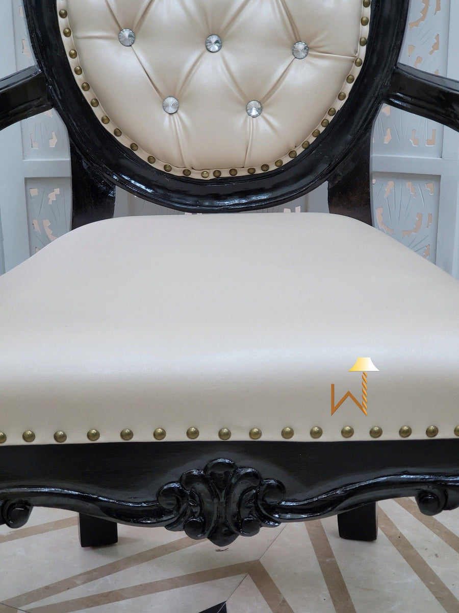 Intricate Carving, Button-Tufted Detail