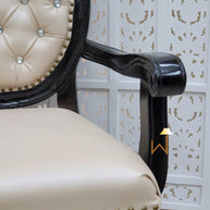 Wooden Arm Chair with Tufted Button In Black - WoodenTwist