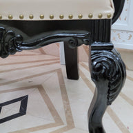 Wooden Arm Chair with Tufted Button In Black - WoodenTwist
