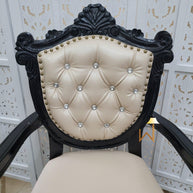 Wooden Arm Chair with Tufted Button In Black - WoodenTwist