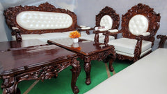 Royal Antique Brown Carved Sofa Set 8 Seater - WoodenTwist