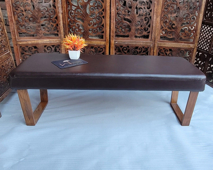 Wooden Bench Teak Wood and Ply Board (Natural Finish, Brown) - WoodenTwist