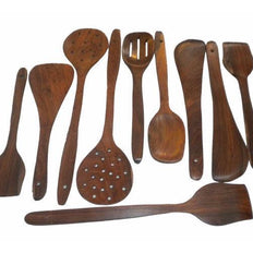 Sheesham wood spoon set handle detail close-up