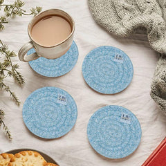 Polyster Round Coaster Set (6 PCS Set) Machine Washable Absorbent Size: 5 inch Diameter - WoodenTwist