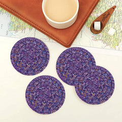 Polyster Round Coaster Set (6 PCS Set) Machine Washable Absorbent Size: 5inch Diameter - WoodenTwist