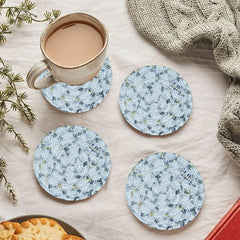 Polyster Round Coaster Set (6 PCS Set) Machine Washable Absorbent Size: 5 inch Diameter - WoodenTwist