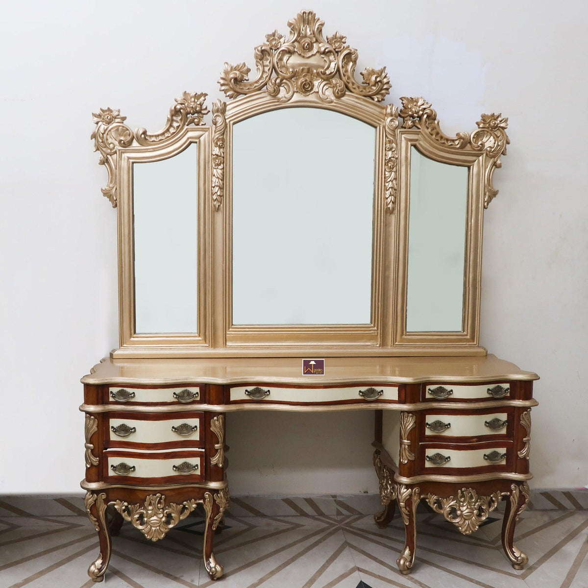 GHROYAL Solid Wood Dressing Table with Mirror Wooden Makeup Vanity Tab –  Goyal Handicraft