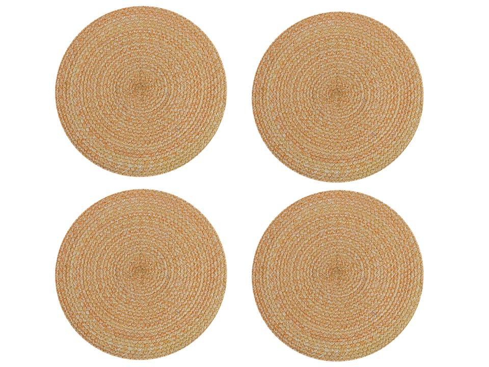 Polyster Round Coaster Set (6 PCS Set) Machine Washable Absorbent Size: 15 inch Diameter - WoodenTwist