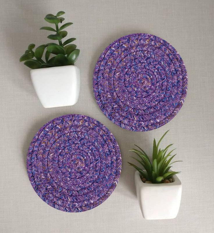 Polyster Round Coaster Set (6 PCS Set) Machine Washable Absorbent Size: 5inch Diameter - WoodenTwist