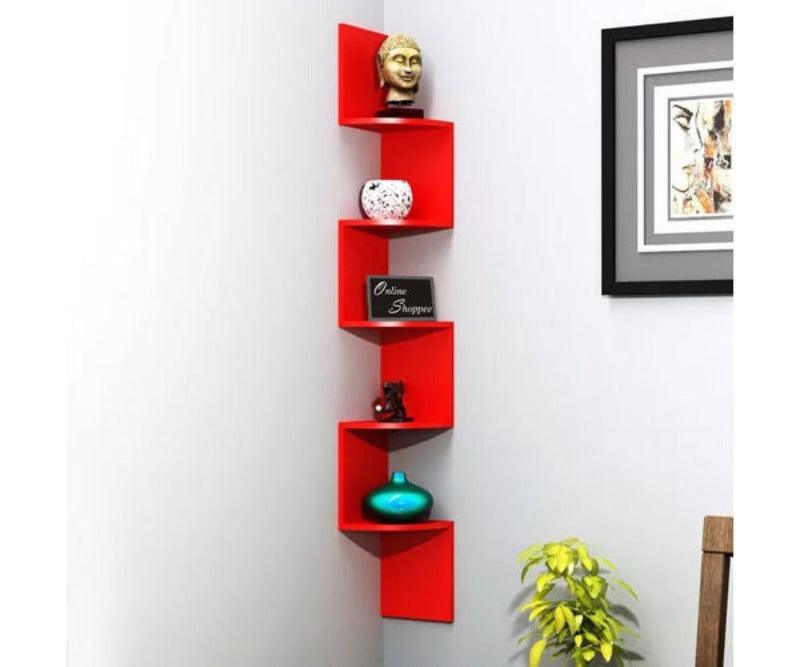 Wooden Fancy Zigzag Wall Mount Floating Corner Wall Shelf - WoodenTwist