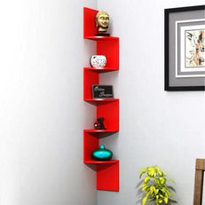 Wooden Fancy Zigzag Wall Mount Floating Corner Wall Shelf - WoodenTwist