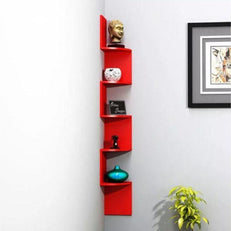 Wooden Fancy Zigzag Wall Mount Floating Corner Wall Shelf - WoodenTwist