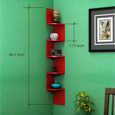 Wooden Fancy Zigzag Wall Mount Floating Corner Wall Shelf - WoodenTwist
