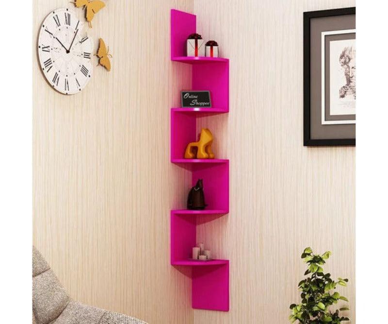 Wooden Fancy Zigzag Wall Mount Floating Corner Wall Shelf - WoodenTwist