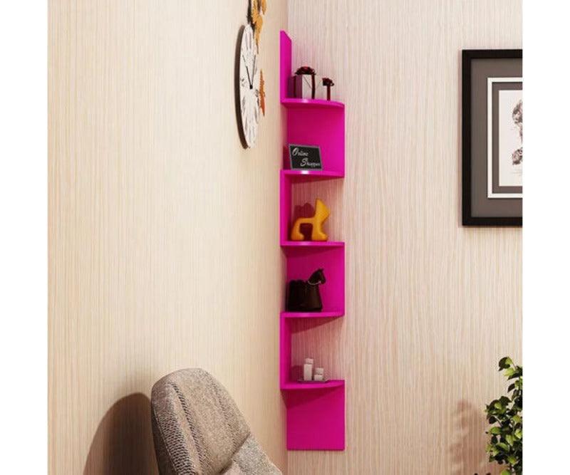 Wooden Fancy Zigzag Wall Mount Floating Corner Wall Shelf - WoodenTwist