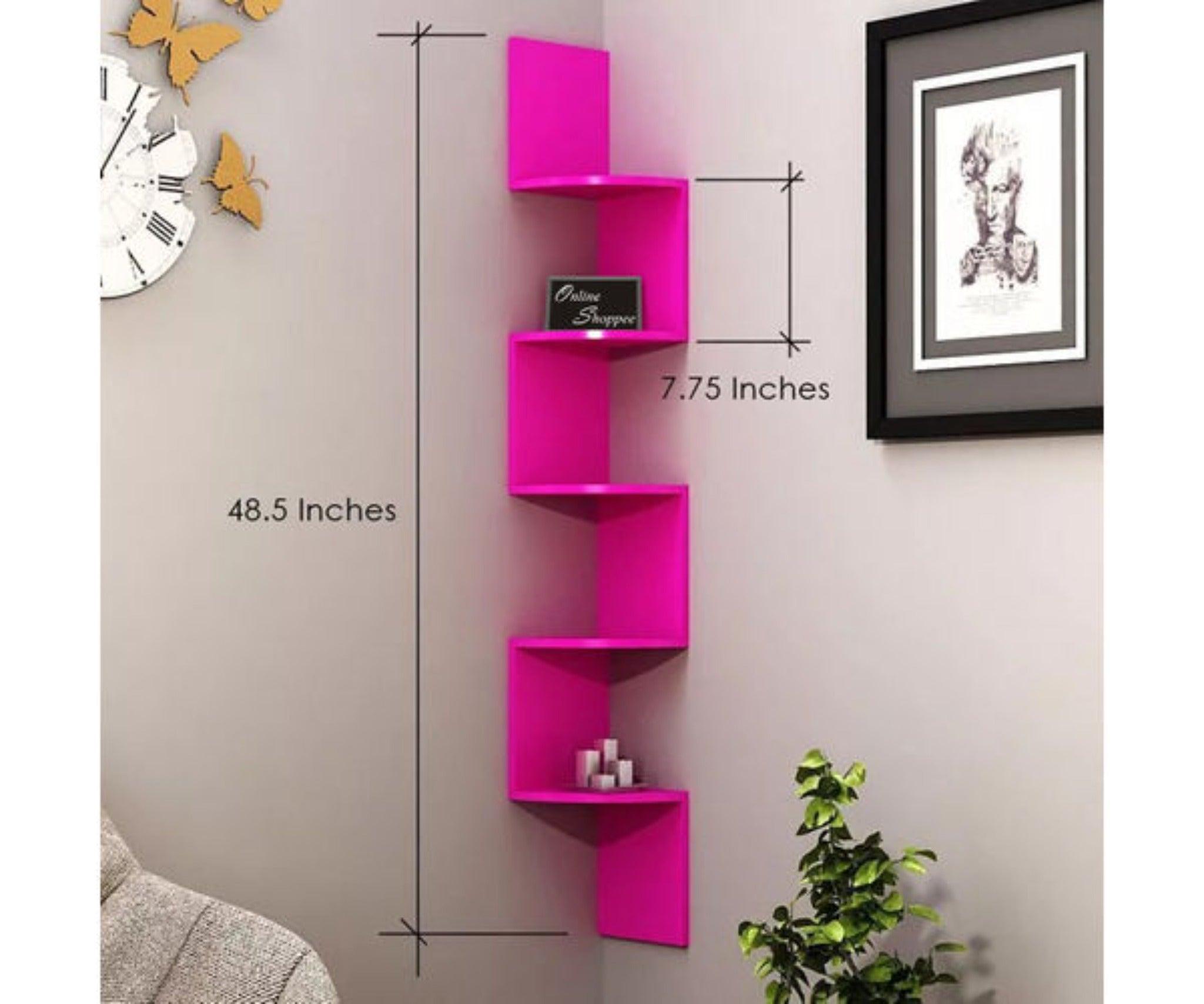 Wooden Fancy Zigzag Wall Mount Floating Corner Wall Shelf - WoodenTwist