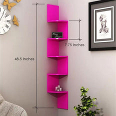 Wooden Fancy Zigzag Wall Mount Floating Corner Wall Shelf - WoodenTwist