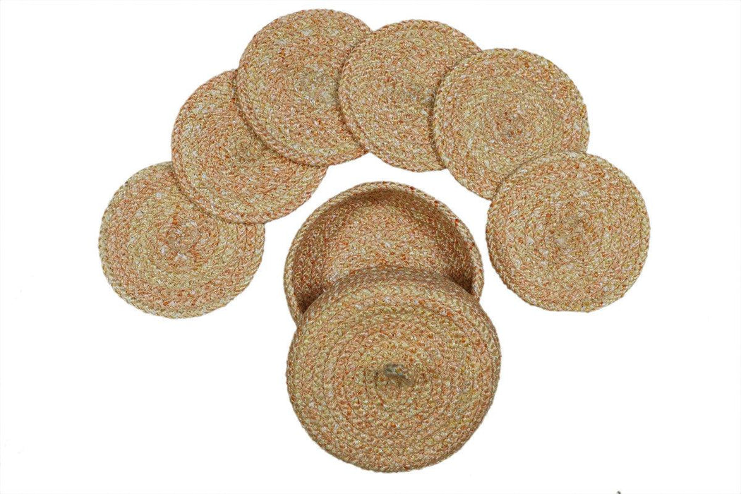 Polyster Round Coaster Set Of (6 ) Machine Washable Absorbent Size: 6 inch Diameter - WoodenTwist