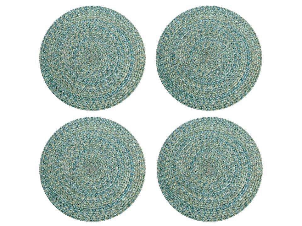 Polyster Round Coaster Set (6 PCS Set) Machine Washable Absorbent Size: 15 inch Diameter - WoodenTwist