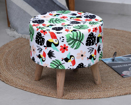 Beautiful printed Puffy Stool for Living Room, (Pack of 1) - WoodenTwist
