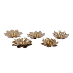 Flower Shape Tealight Holders Set of 5 - WoodenTwist