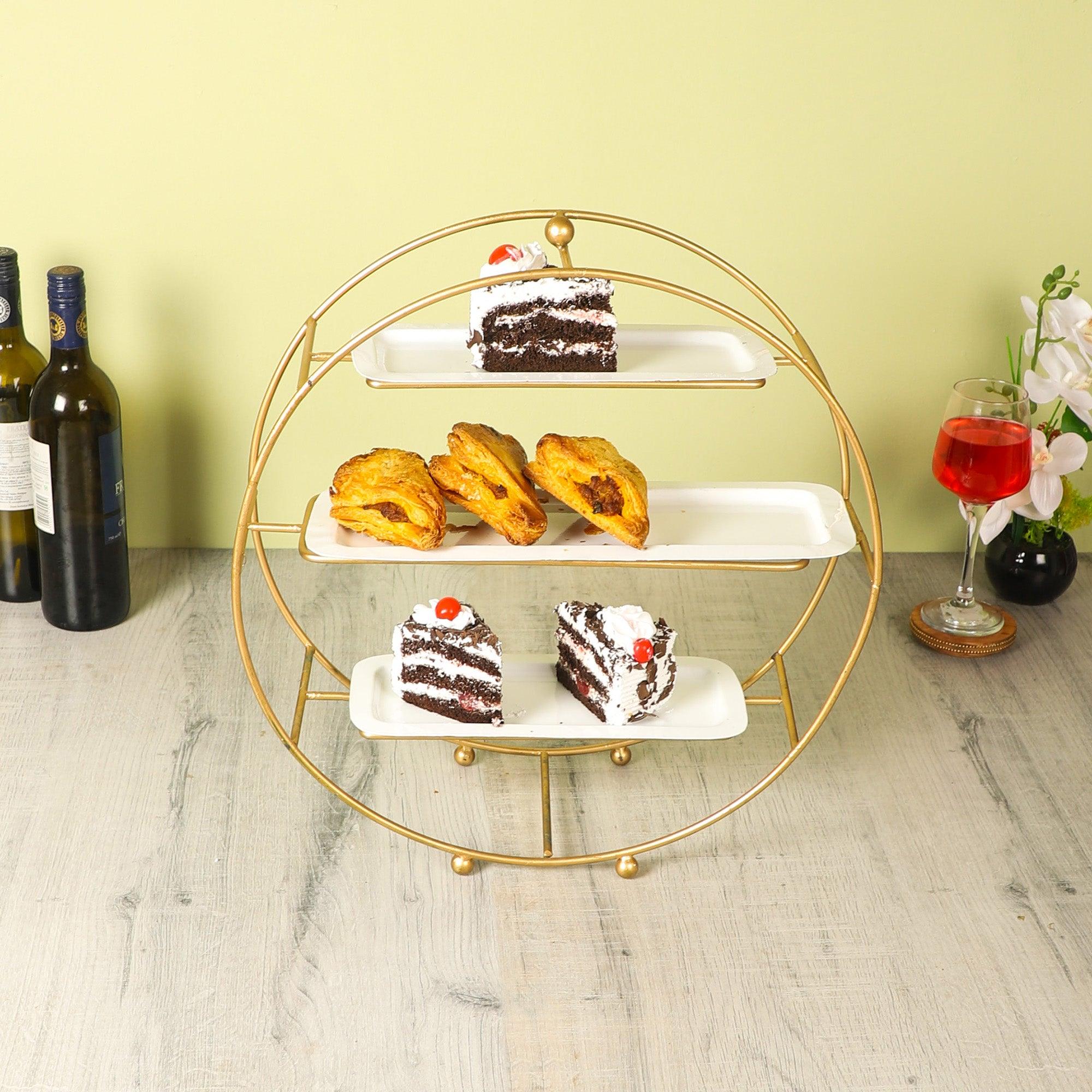 Three Tier Metal Buffet Platter - WoodenTwist