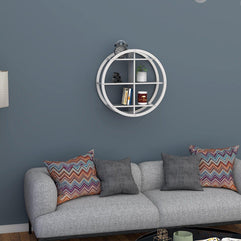 Trendlong PVC Wood Round Floating Wall Shelf - wall mounted with decor