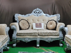 Royal Antique Silver Carved Maharaja Sofa Set 8 Seater - WoodenTwist