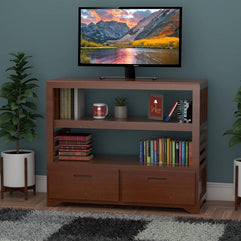 Wooden Twist Pierce Mango Wood TV Unit - Honey Finish, angle view
