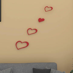 Decals Design Hearts Wooden Wall Sticker (Red) - WoodenTwist