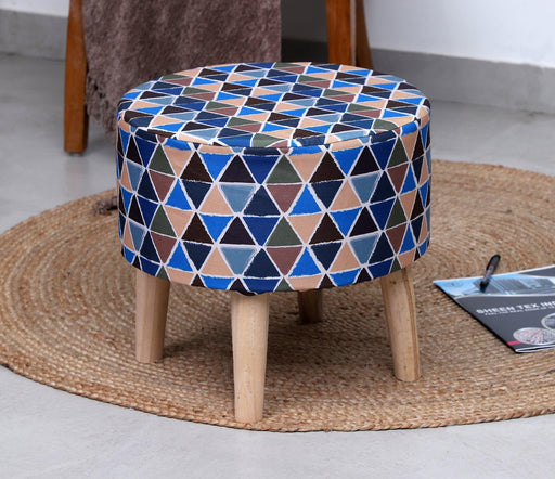Sheen decor Beautiful printed Puffy Stool for Living Room (Pack of 1) - WoodenTwist