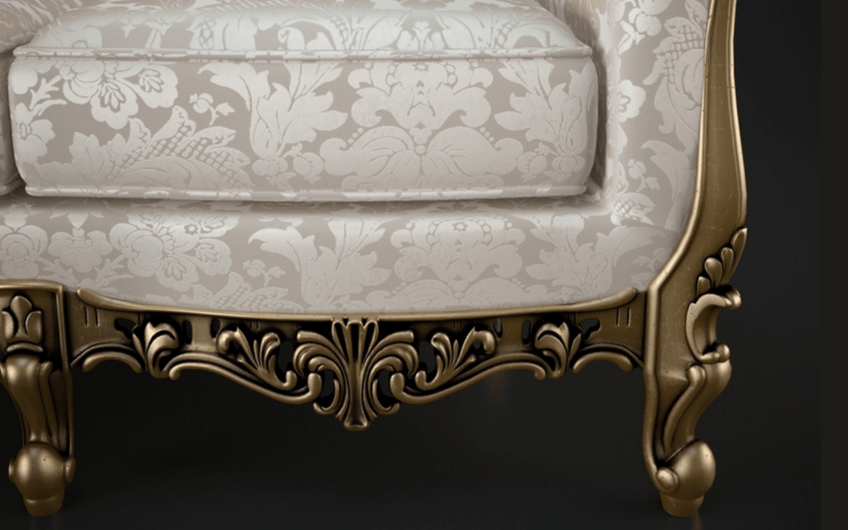 Carved 6 Seater Teak Wood Sofa Set With Centre Table In Antique Gold Finish - WoodenTwist