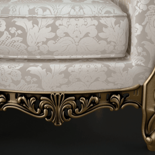 Carved 6 Seater Teak Wood Sofa Set With Centre Table In Antique Gold Finish - WoodenTwist