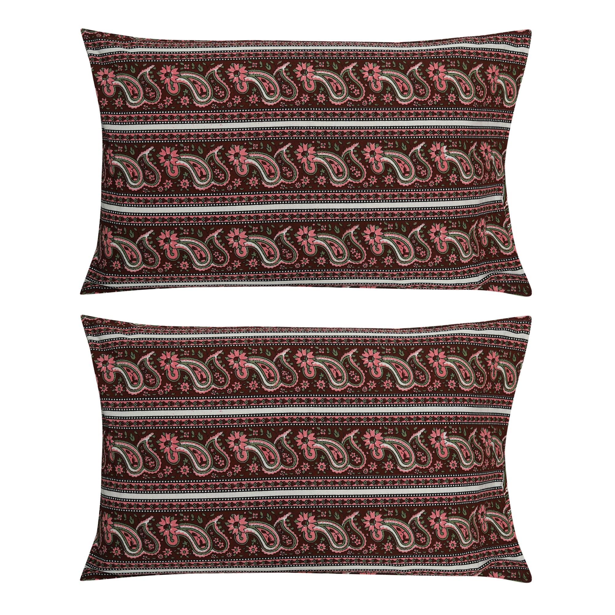 Rajasthani Traditional Jaipuri Cotton King Size Double Bed Sheet with Two Pillow Covers - WoodenTwist